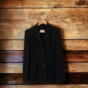 Vintage Lane Davis Beverly Hills Black Single Breasted Blazer Women Shoulder Pad